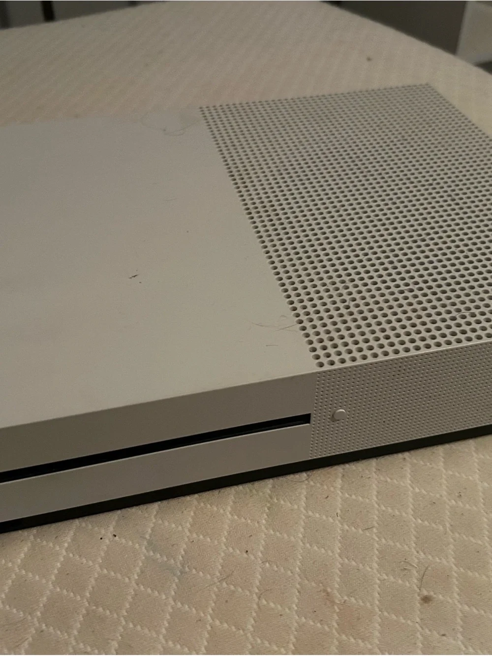 White Gaming Console with Perforated Top - Compact Entertainment System
